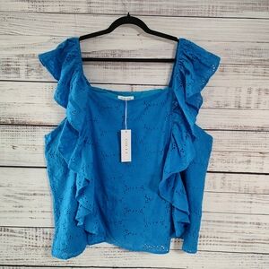 Stitch Fix NWT Royal Blue Eyelet Cotton Tank Gilli Plus 3X